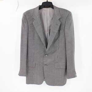 Bijan sport coat mens 38R micro tooth two button black and white silk wool notch